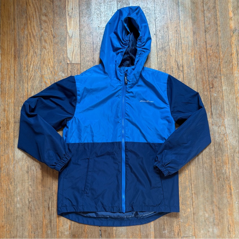 Eddie Bauer Youth Blue Raincoat / Wind Breaker ~ sz Large ( 14 / 16 )